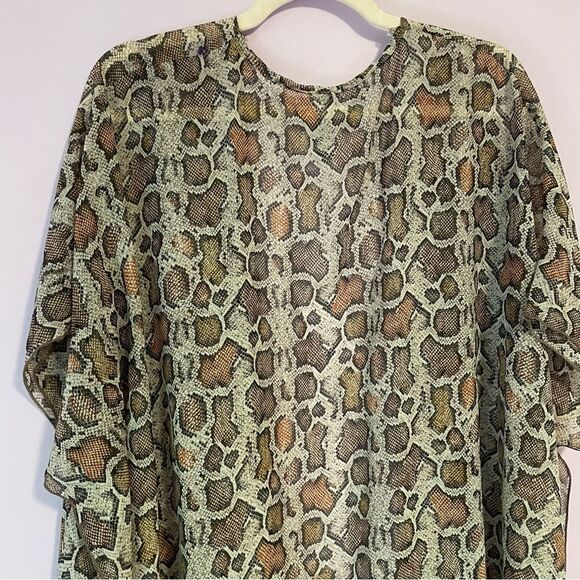 Honeyme Curvy Snake Print Chiffon Cardigan Wrap Longline Open Front Size Large - Picture 5 of 8